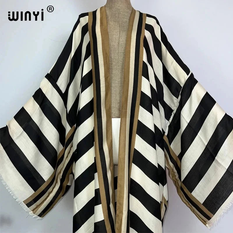 Boho Stripe Kimono Beach Cardigan