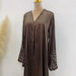 Handmade Beaded Open Abaya with Belt