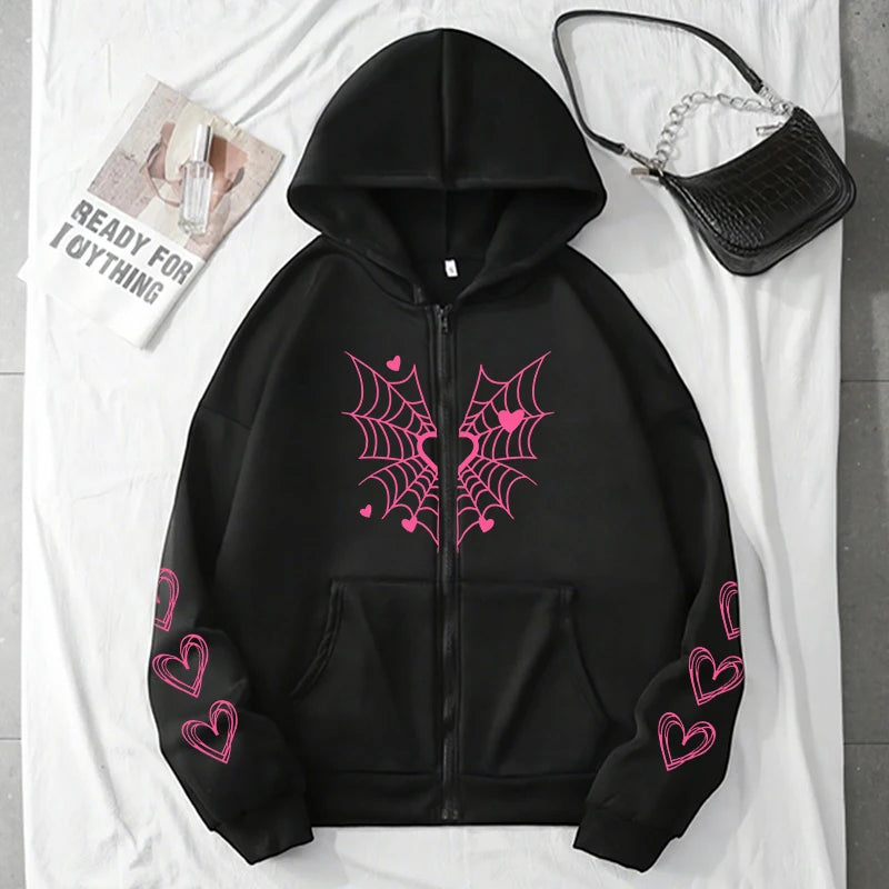 Women's Spider Web Heart Hoodie