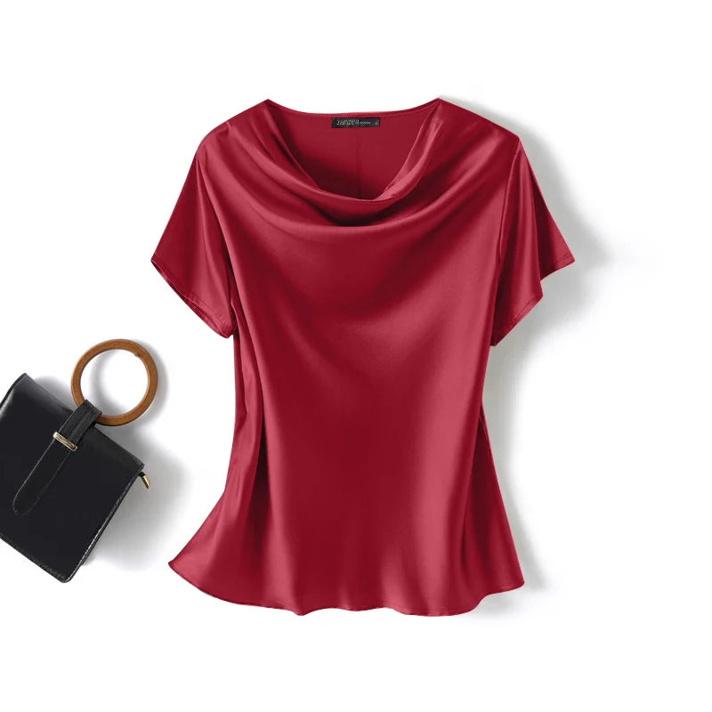 Women's Satin Short-Sleeve Blouse
