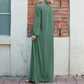 Women's Zipper Front Abaya Kaftan Dress