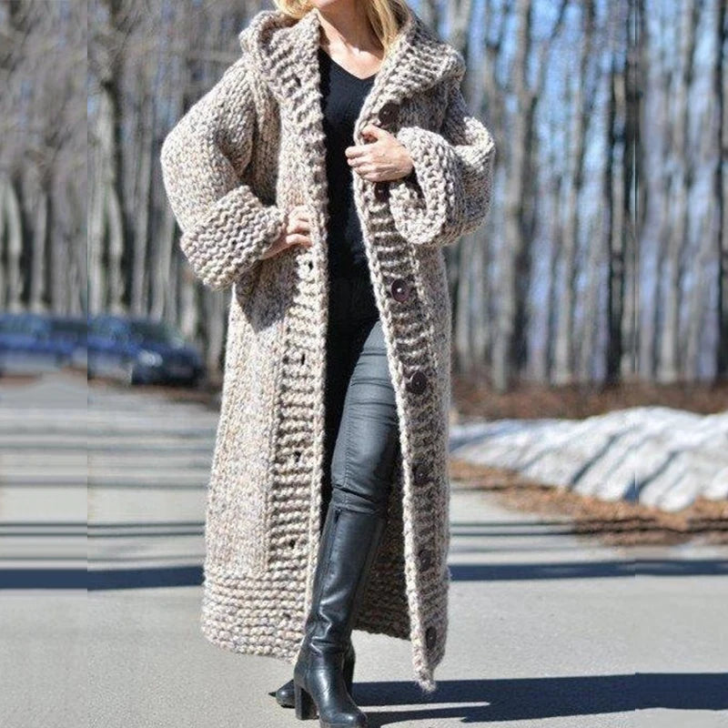 Oversized Hooded Knit Cardigan Coat