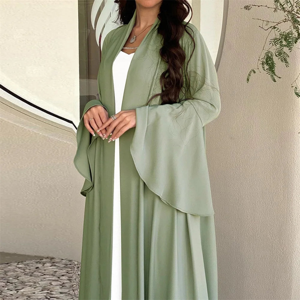 Ruffle Sleeve Open Abaya Kimono