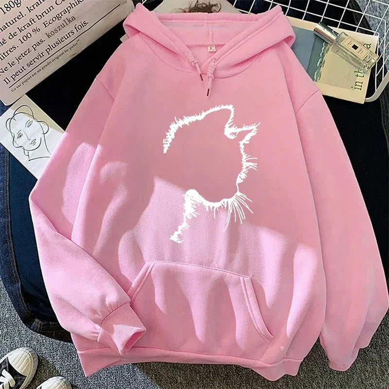 Women's Cute Cat Print Hoodie