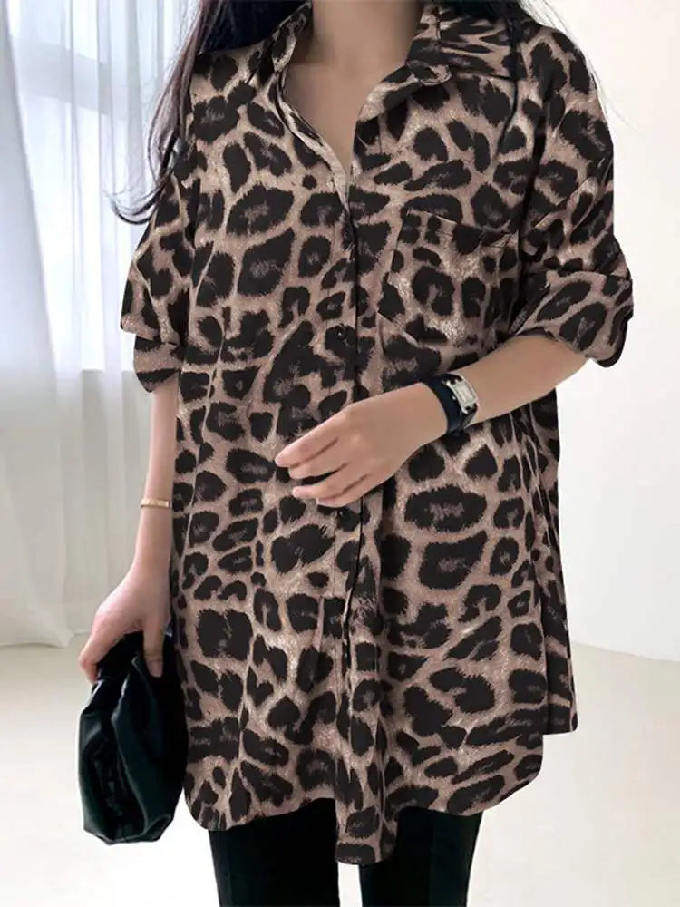 Women's Leopard Print Boho Blouse