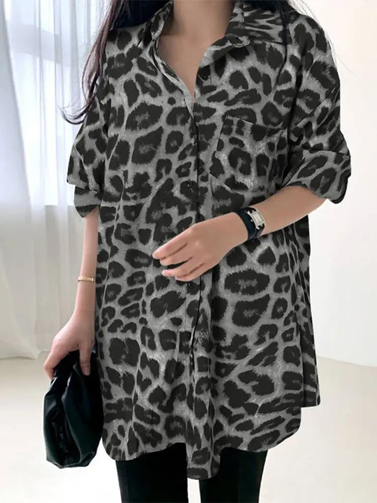 Women's Leopard Print Boho Blouse