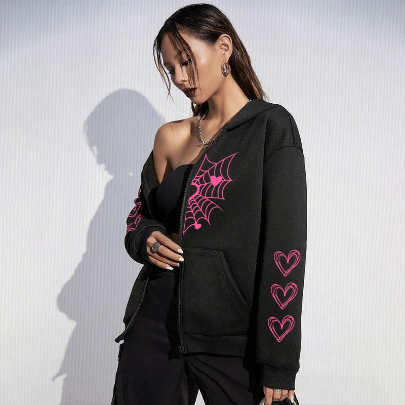 Women's Spider Web Heart Hoodie