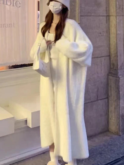 Women's Knee-Length Fleece Cardigan