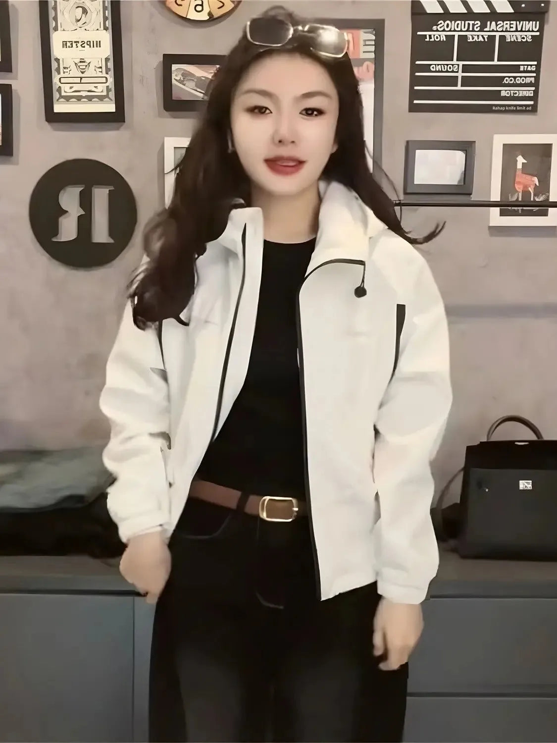 Plus-Size Hooded Windbreaker Jacket