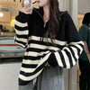 Women's Striped Half-Zip Turtleneck Sweater