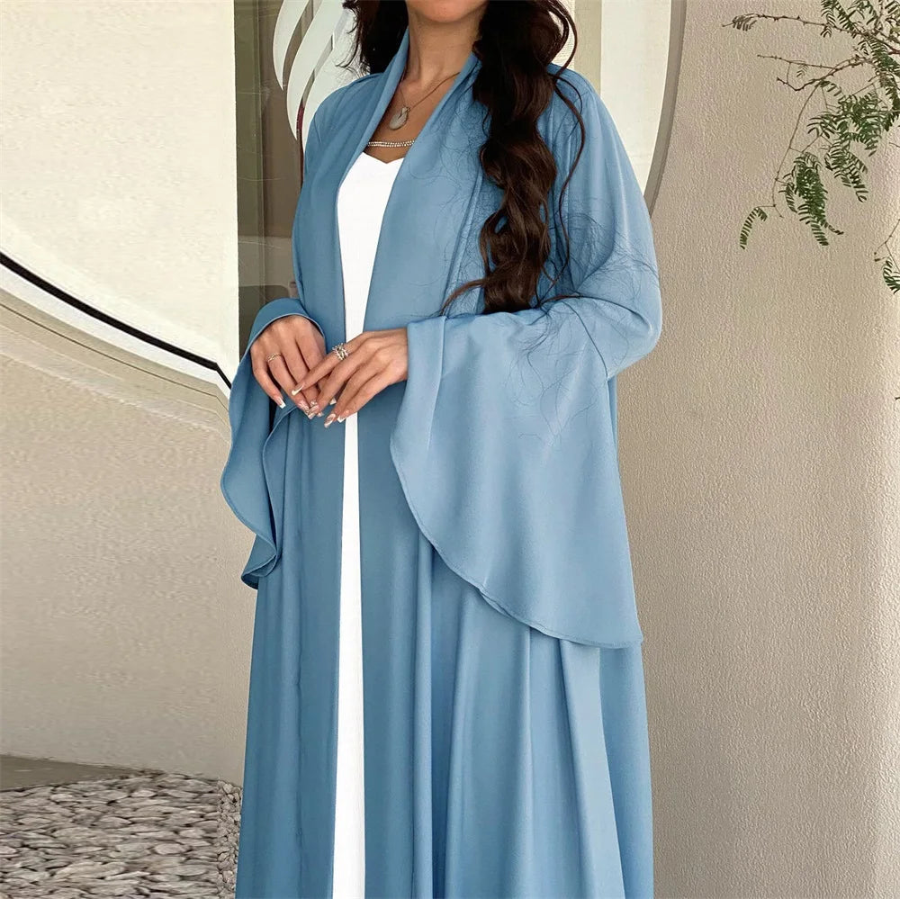 Ruffle Sleeve Open Abaya Kimono