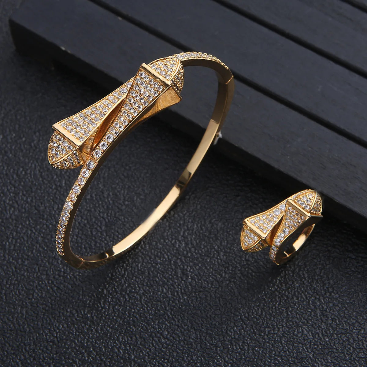 Gold Resin Bracelet & Ring Set