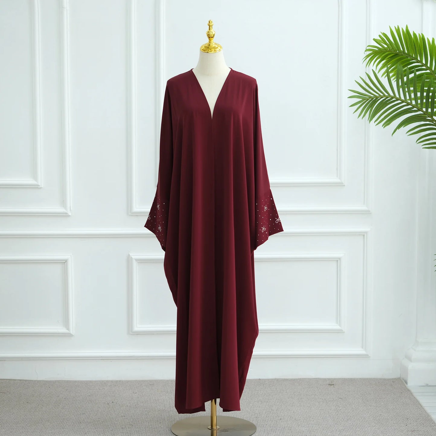 Women's Embroidered Open Front Abaya Jacket