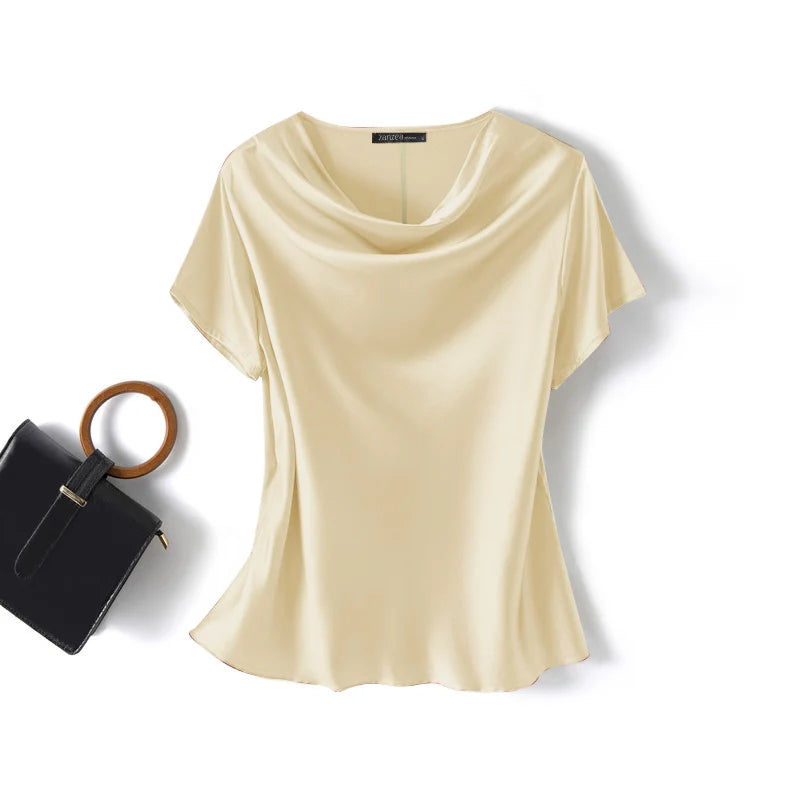 Women's Satin Short-Sleeve Blouse