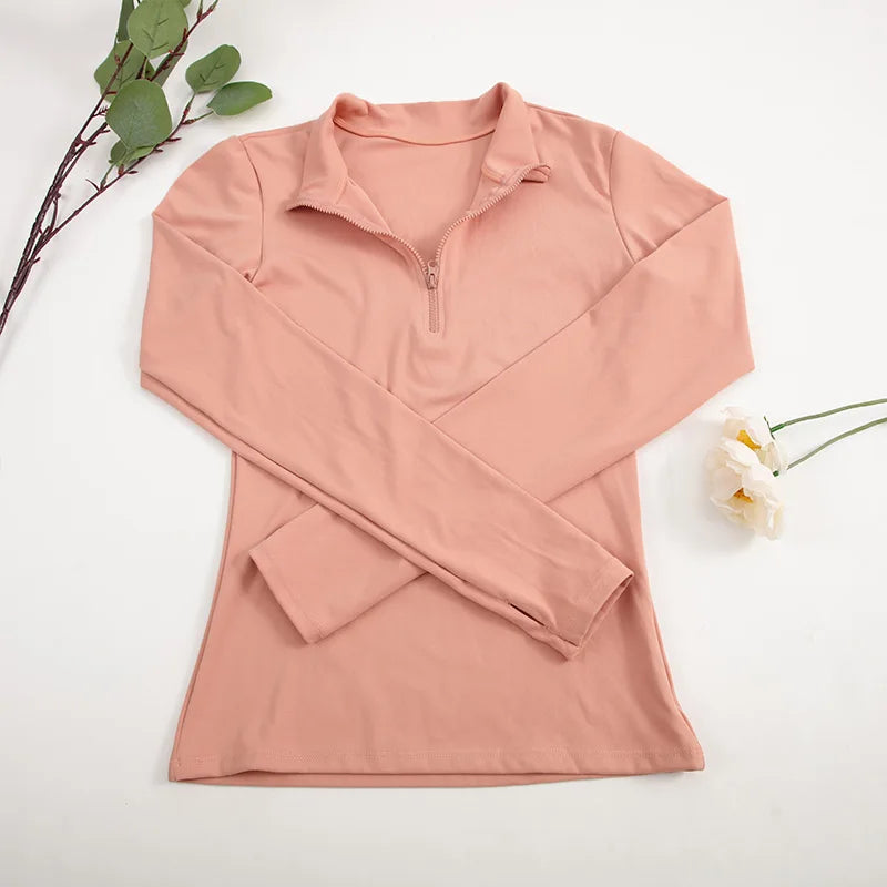 Women's Half-Zip Yoga Top with Thumbholes