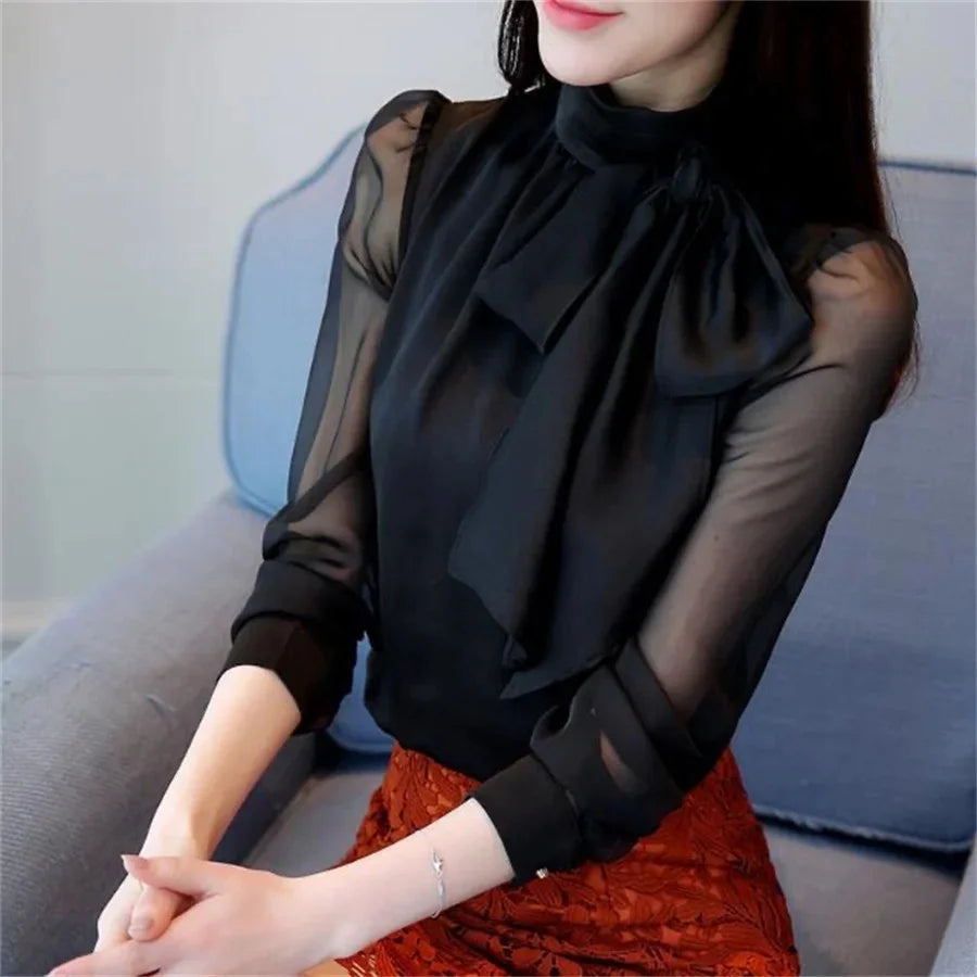Women's Turtleneck Chiffon Blouse