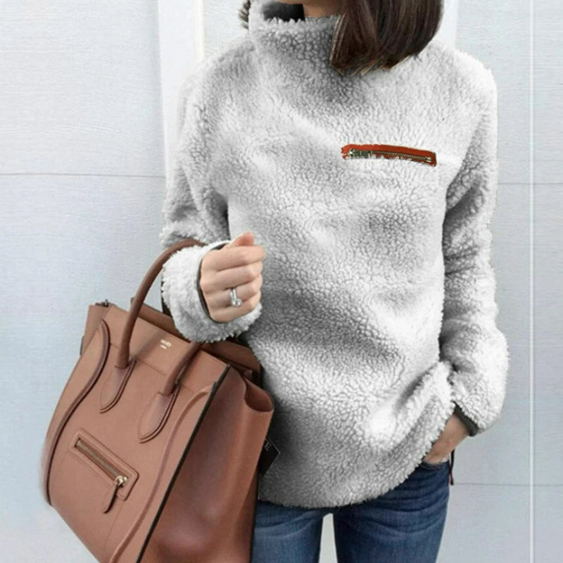 Women's Solid Turtleneck Pullover Sweater