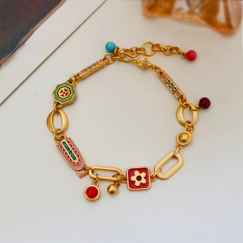 Enamel Japanese embossed bracelet