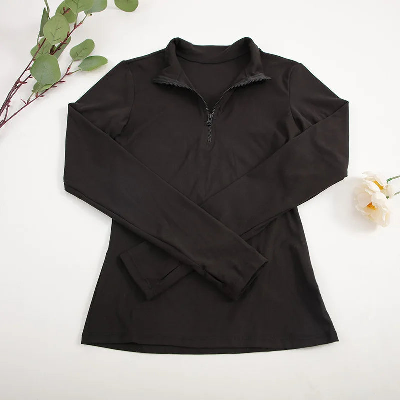 Women's Half-Zip Yoga Top with Thumbholes
