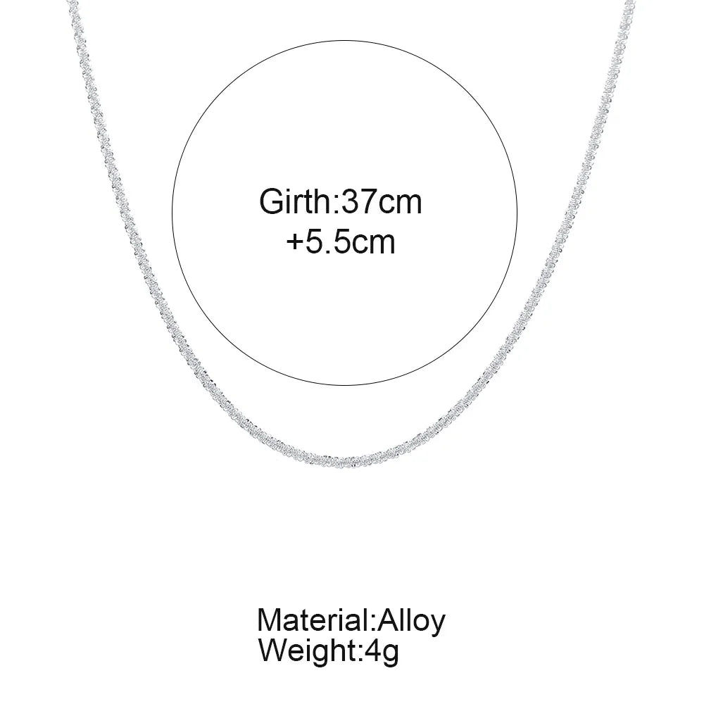 Silver Sparkling Clavicle Necklace