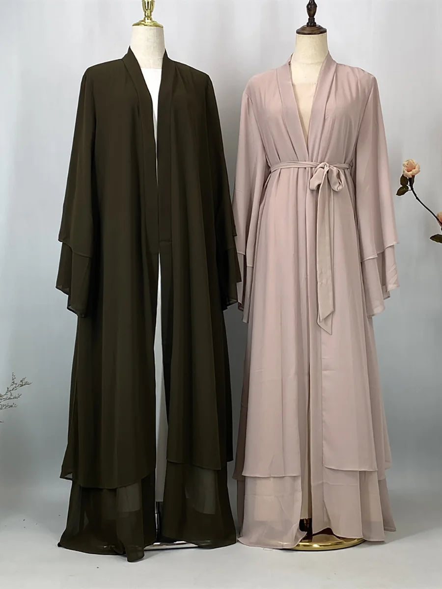 Chiffon Open Abaya Kaftan for Women