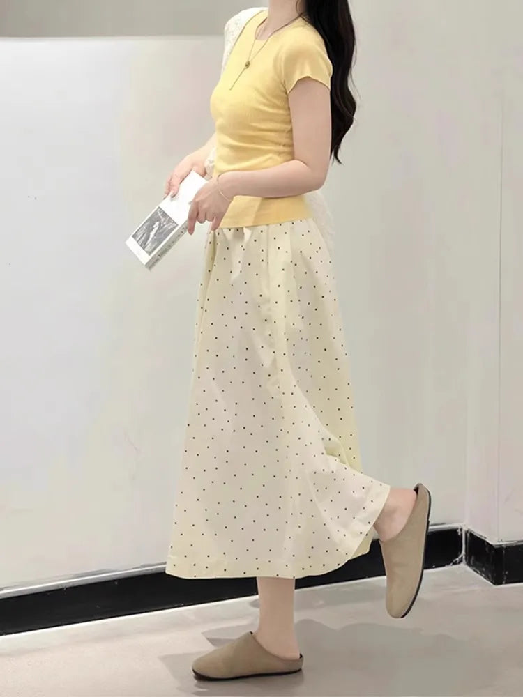 Women's High-Waist A-Line Midi Skirt