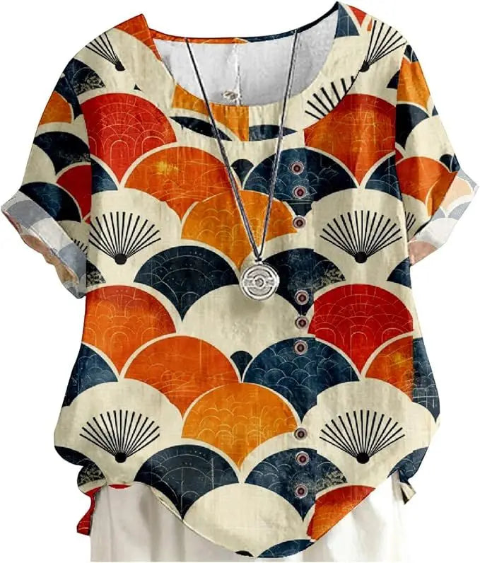 Women's Floral Cotton-Linen Tunic