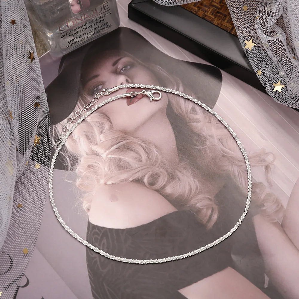 Silver Sparkling Clavicle Necklace