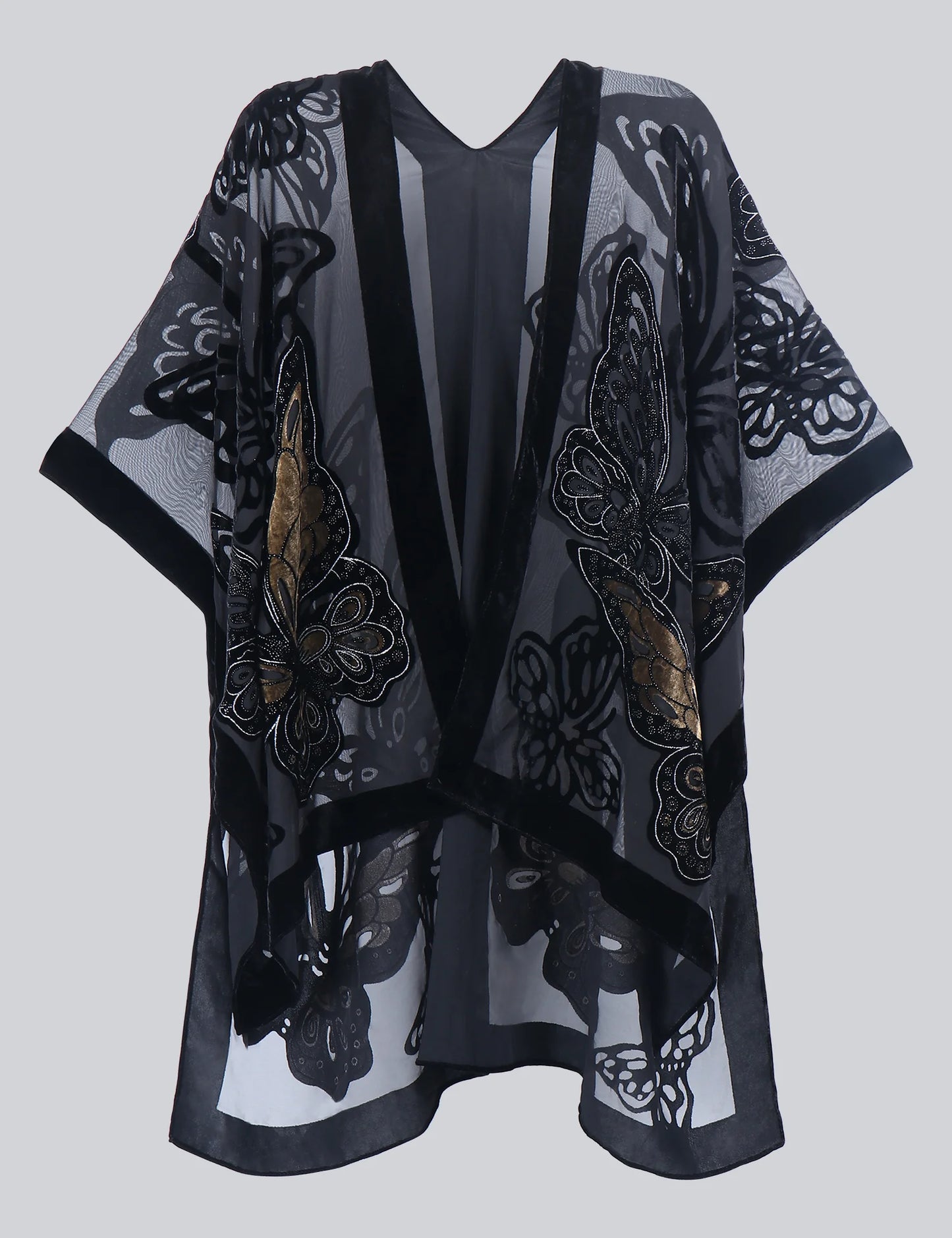 Women’s Burnout Velvet Floral Kimono Cardigan