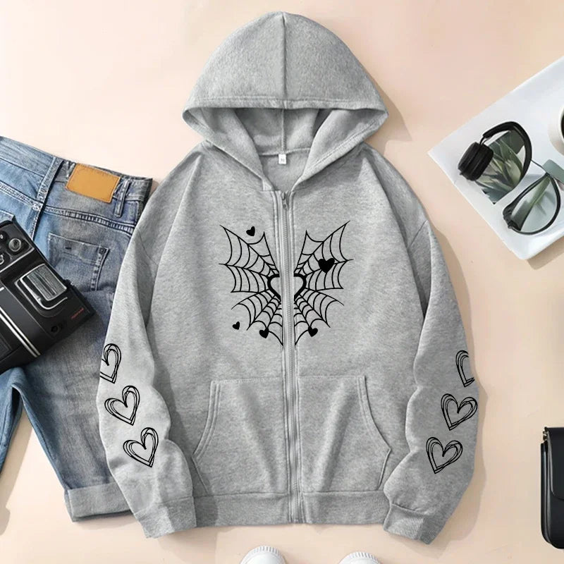 Women's Spider Web Heart Hoodie