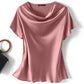 Women's Satin Short-Sleeve Blouse