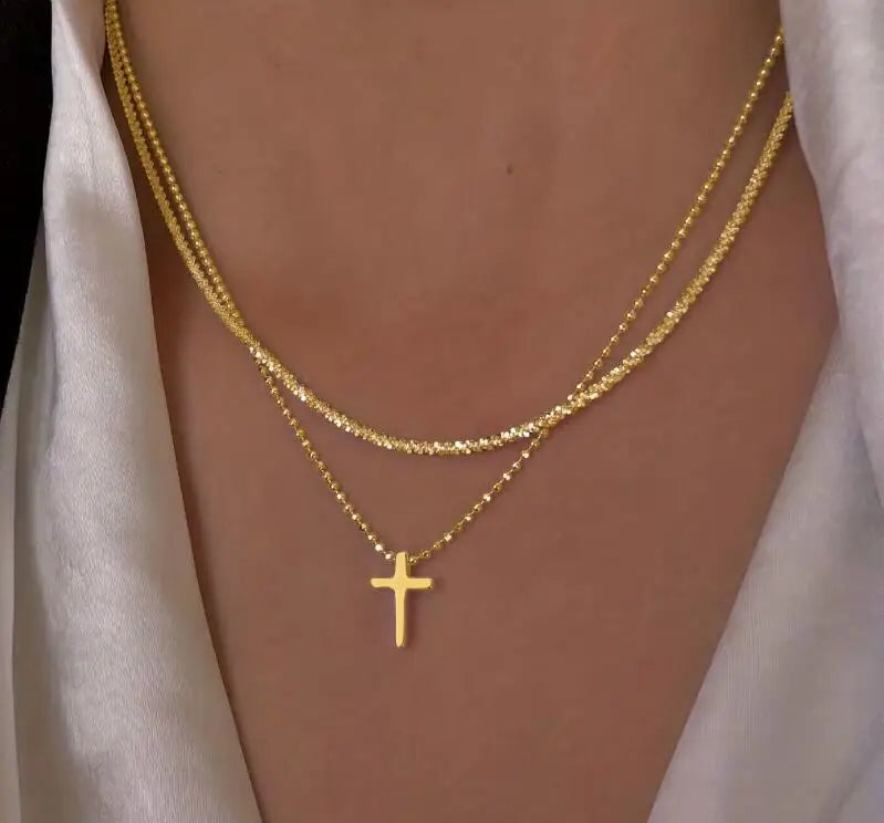 Silver Sparkling Clavicle Necklace