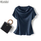 Women's Satin Short-Sleeve Blouse