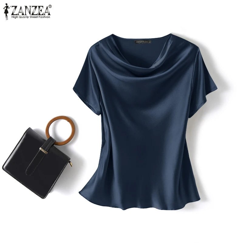 Women's Satin Short-Sleeve Blouse