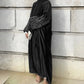 Handmade Beaded Open Abaya with Belt