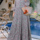 Women's Floral Printed Maxi Abaya Dress