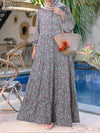 Women's Floral Printed Maxi Abaya Dress