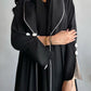 Contrast Trim Open-Front Abaya Cardigan