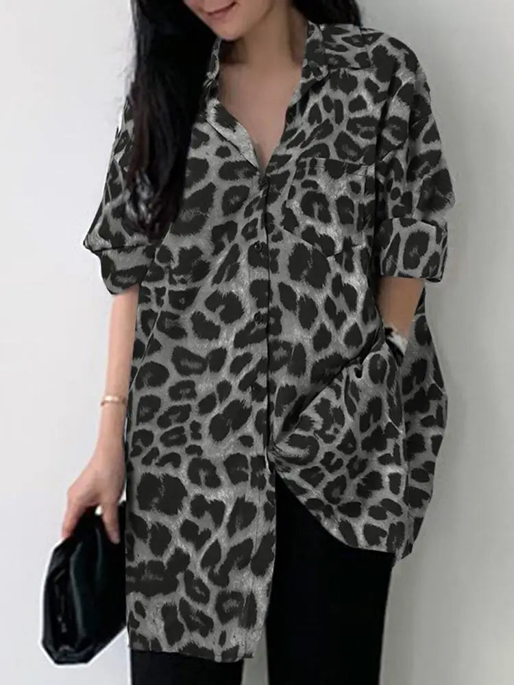 Women's Leopard Print Boho Blouse