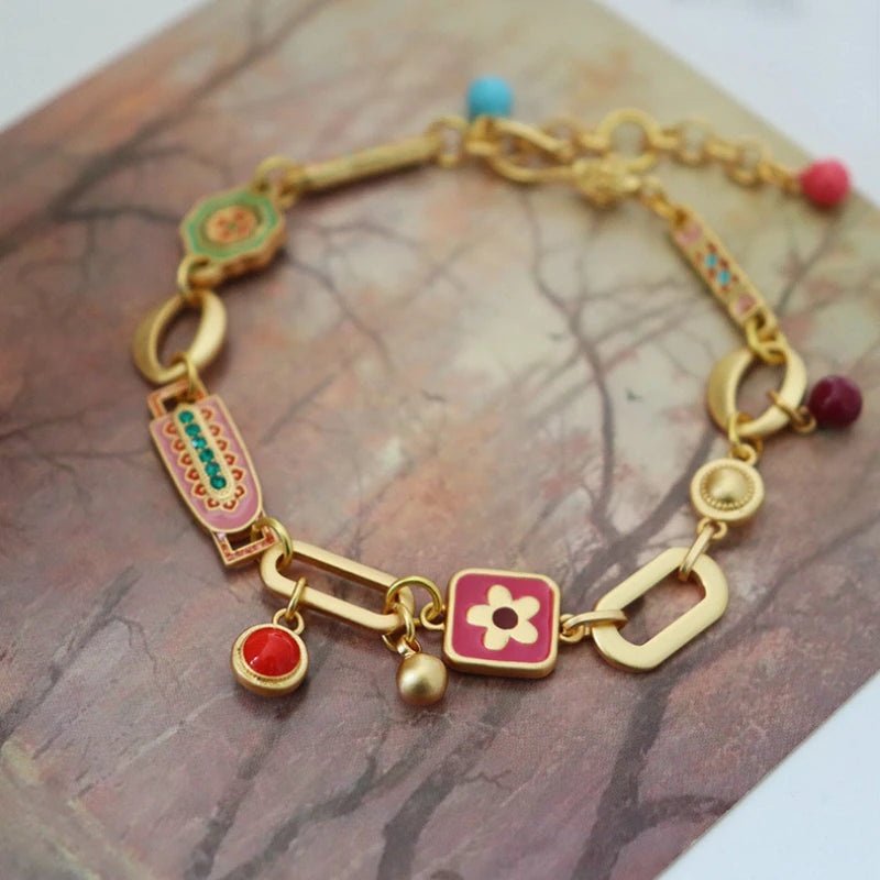 Enamel Japanese embossed bracelet