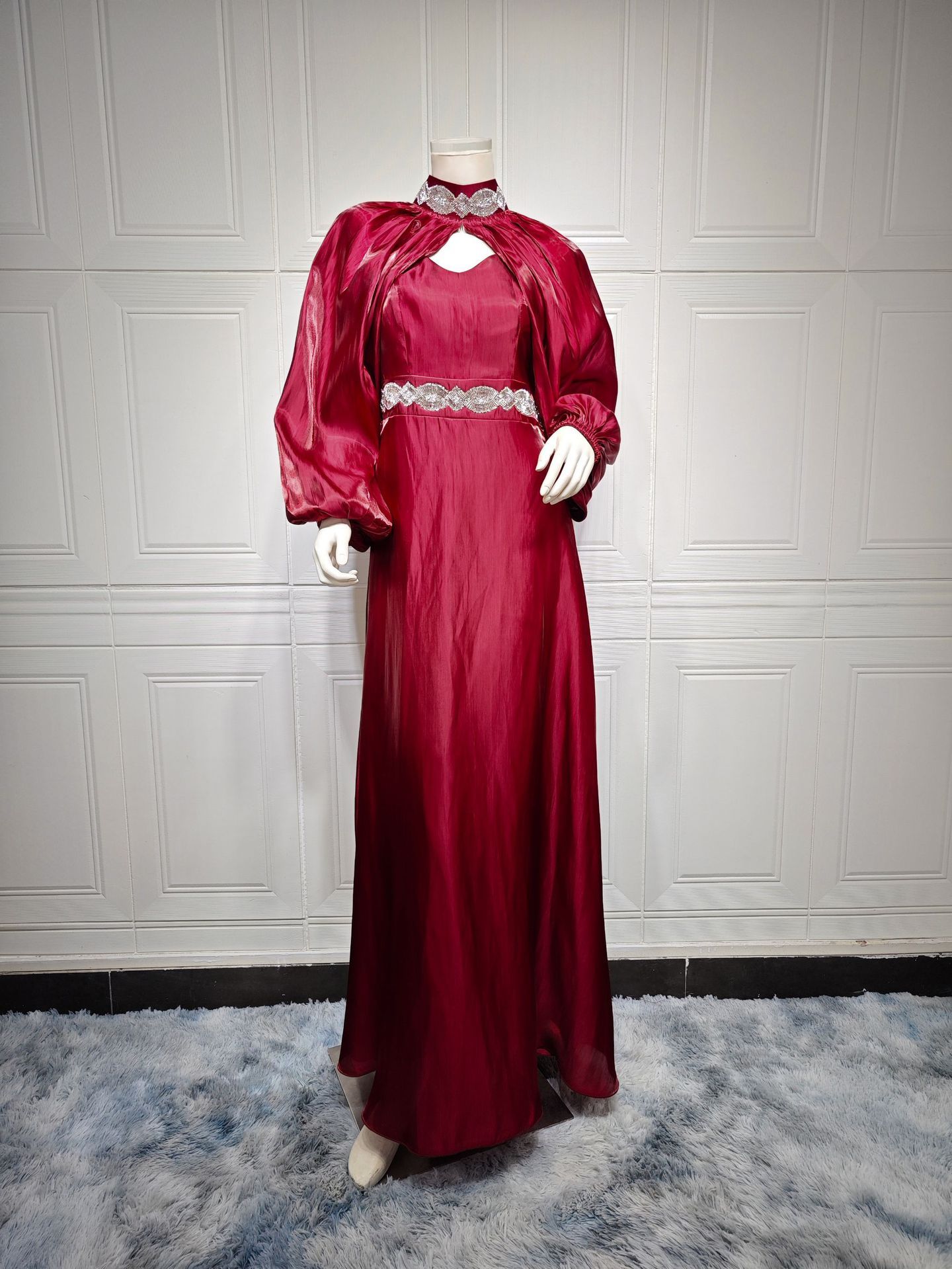 2-Piece Satin Abaya Robe