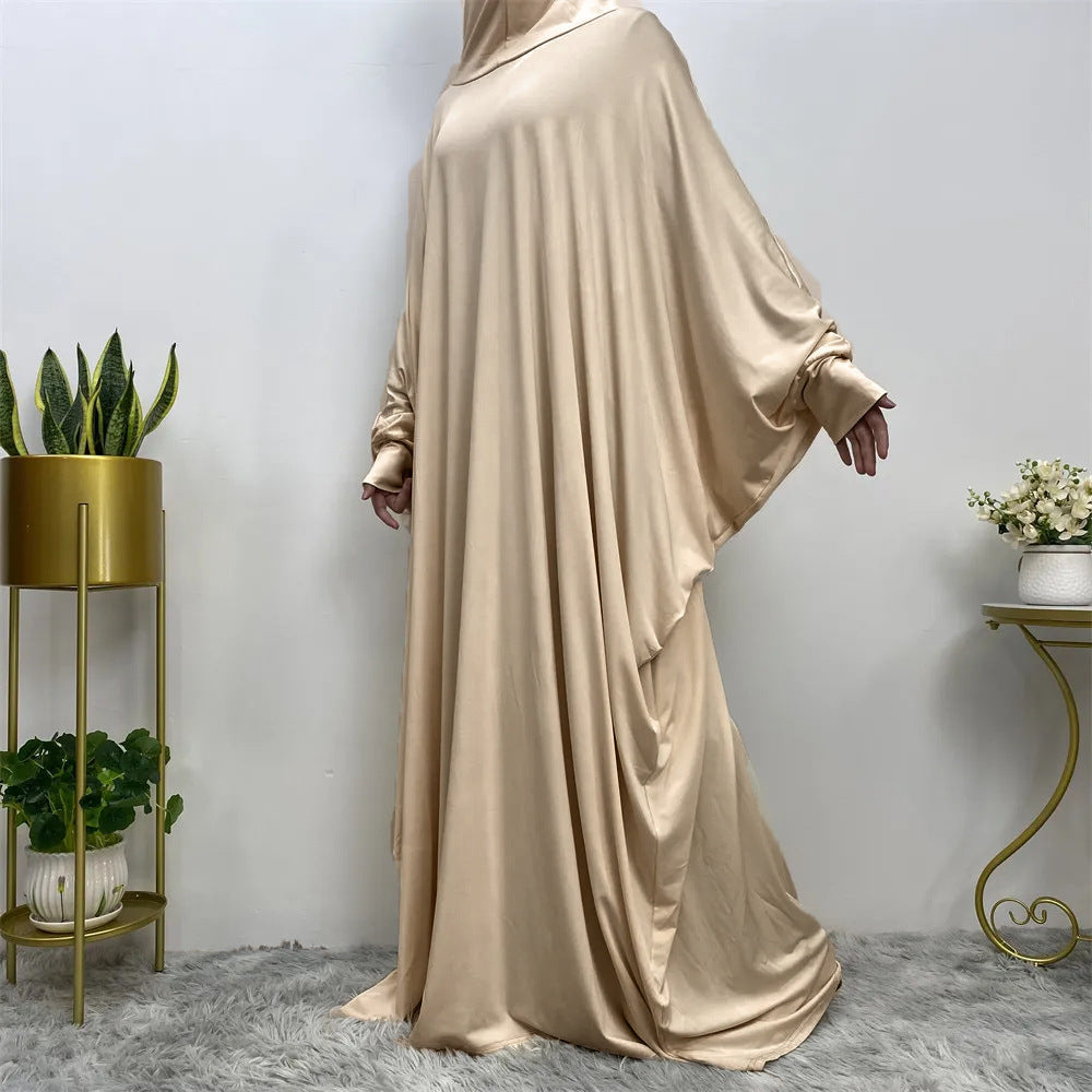 Women’s Traditional Solid Color Long Sleeve Loose Abaya Robe