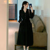 French Style Long Sleeve Black Dress Women