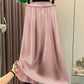Elegant Solid Color A Line Skirt Smooth Satin Finish Flared