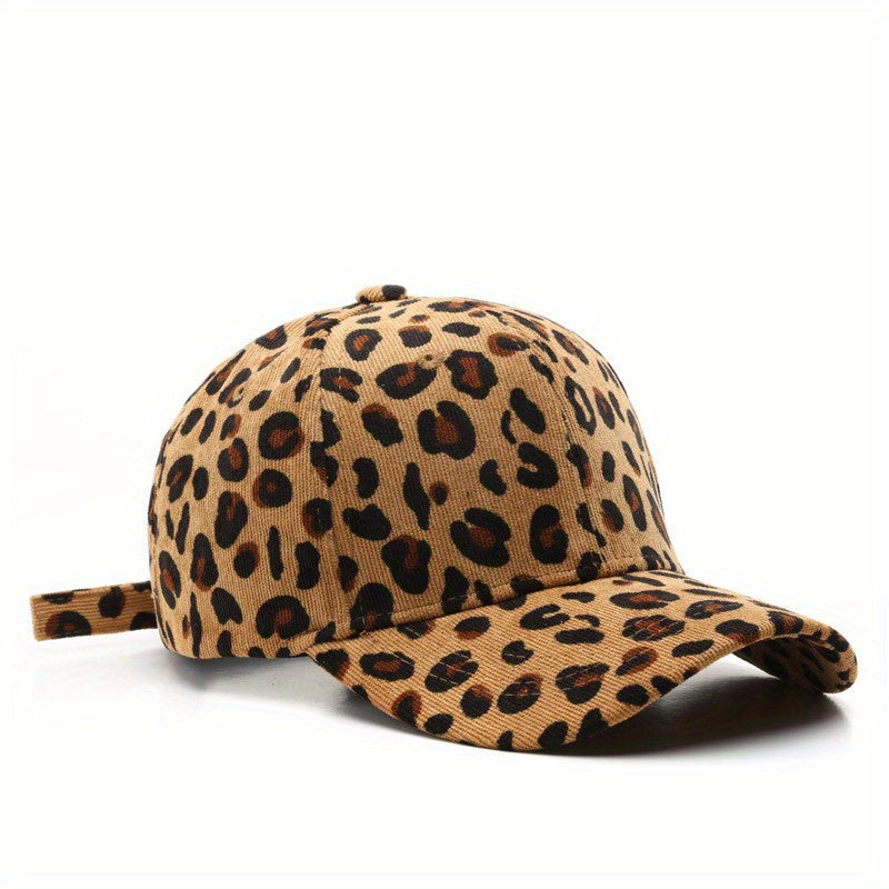 Leopard Print Corduroy Baseball Cap