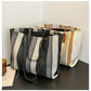 Canvas Striped Crossbody Tote Bag