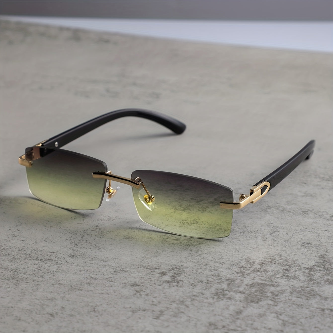 Gradient Rectangular Rimless Sunglasses