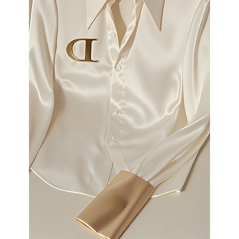 Women’s White Acetate Satin Design Shirt