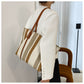 Canvas Striped Crossbody Tote Bag