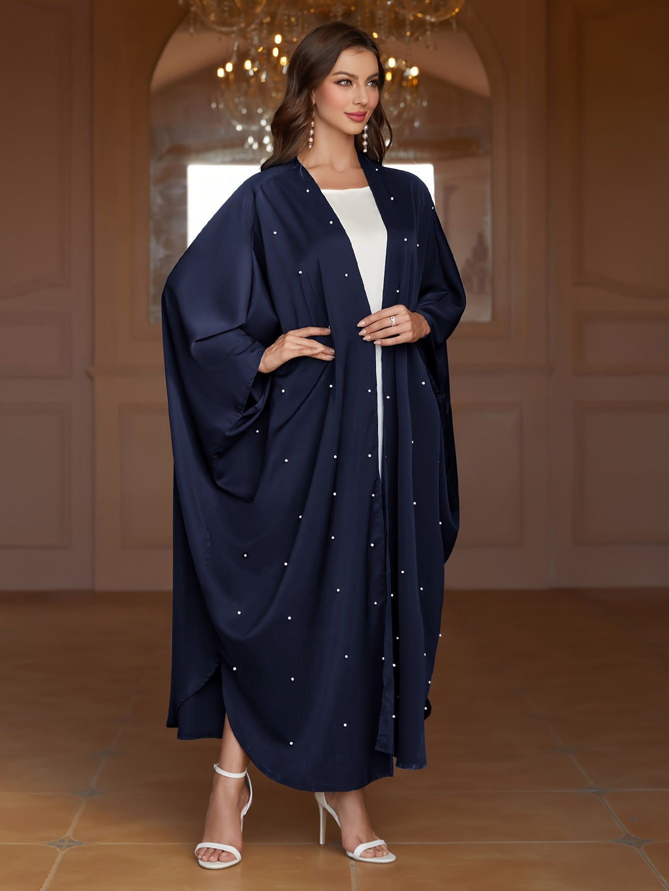 Beaded Solid Ramadan Kaftan